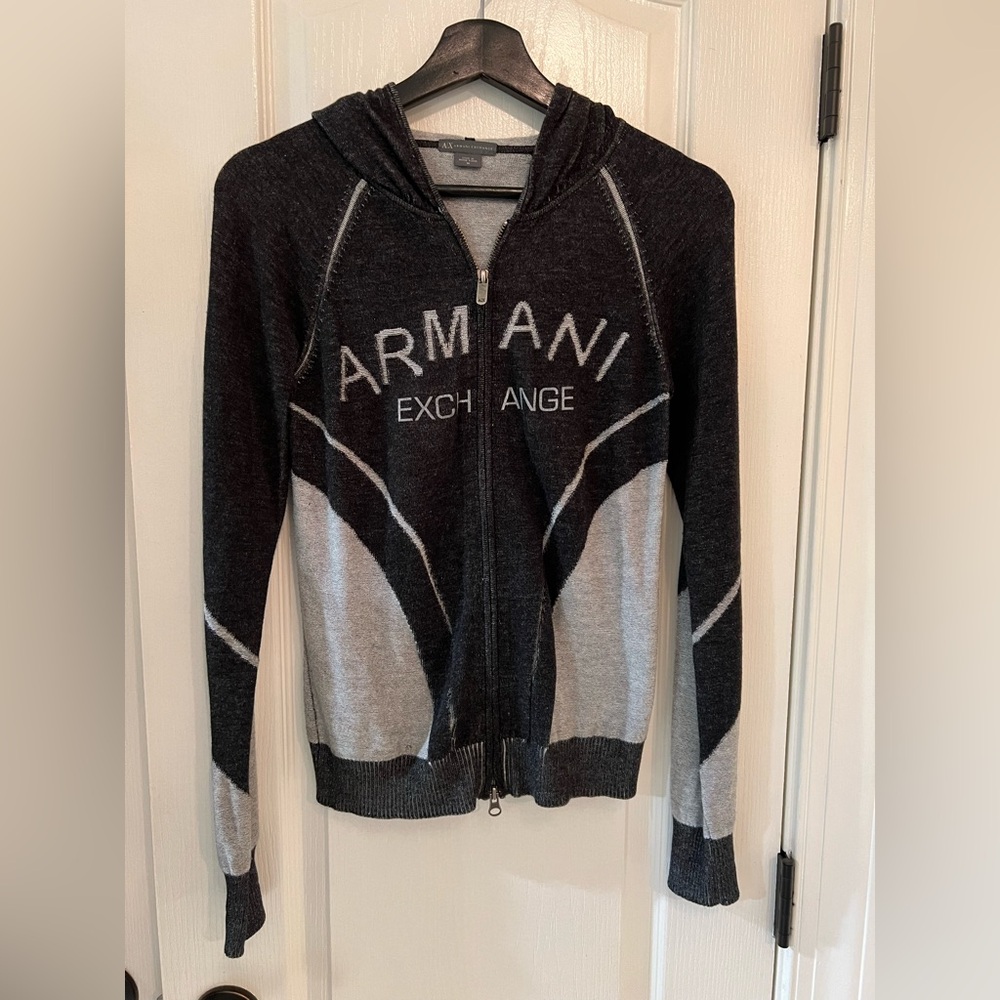 Armani Exchange zip up hooded sweatshirt
